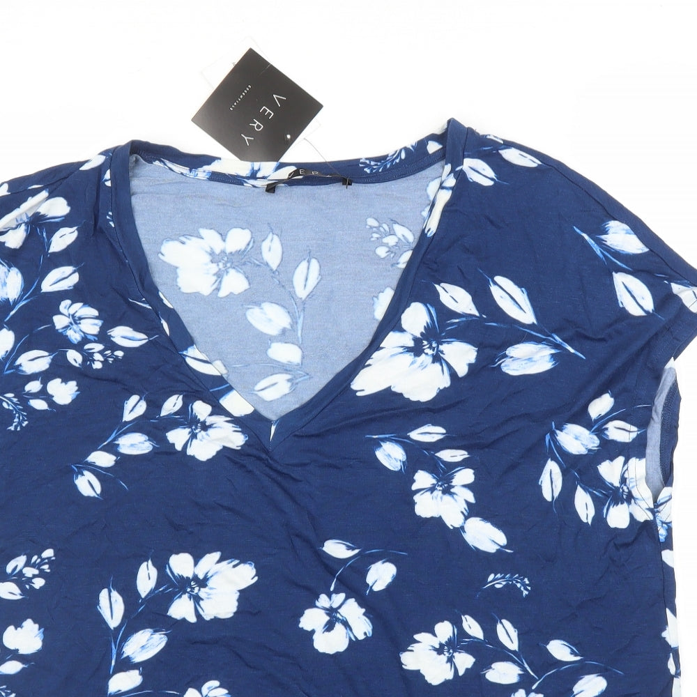 Very Womens Blue Floral  Basic Blouse Size 18