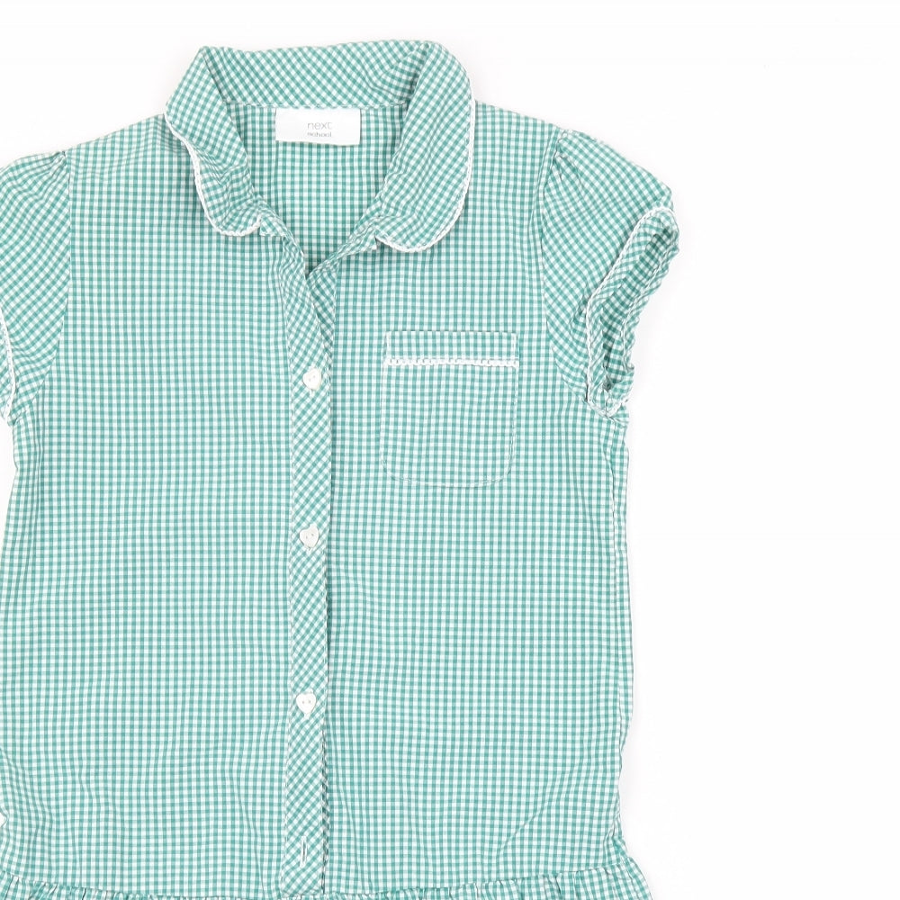 NEXT Girls Green Check  A-Line  Size 9 Years