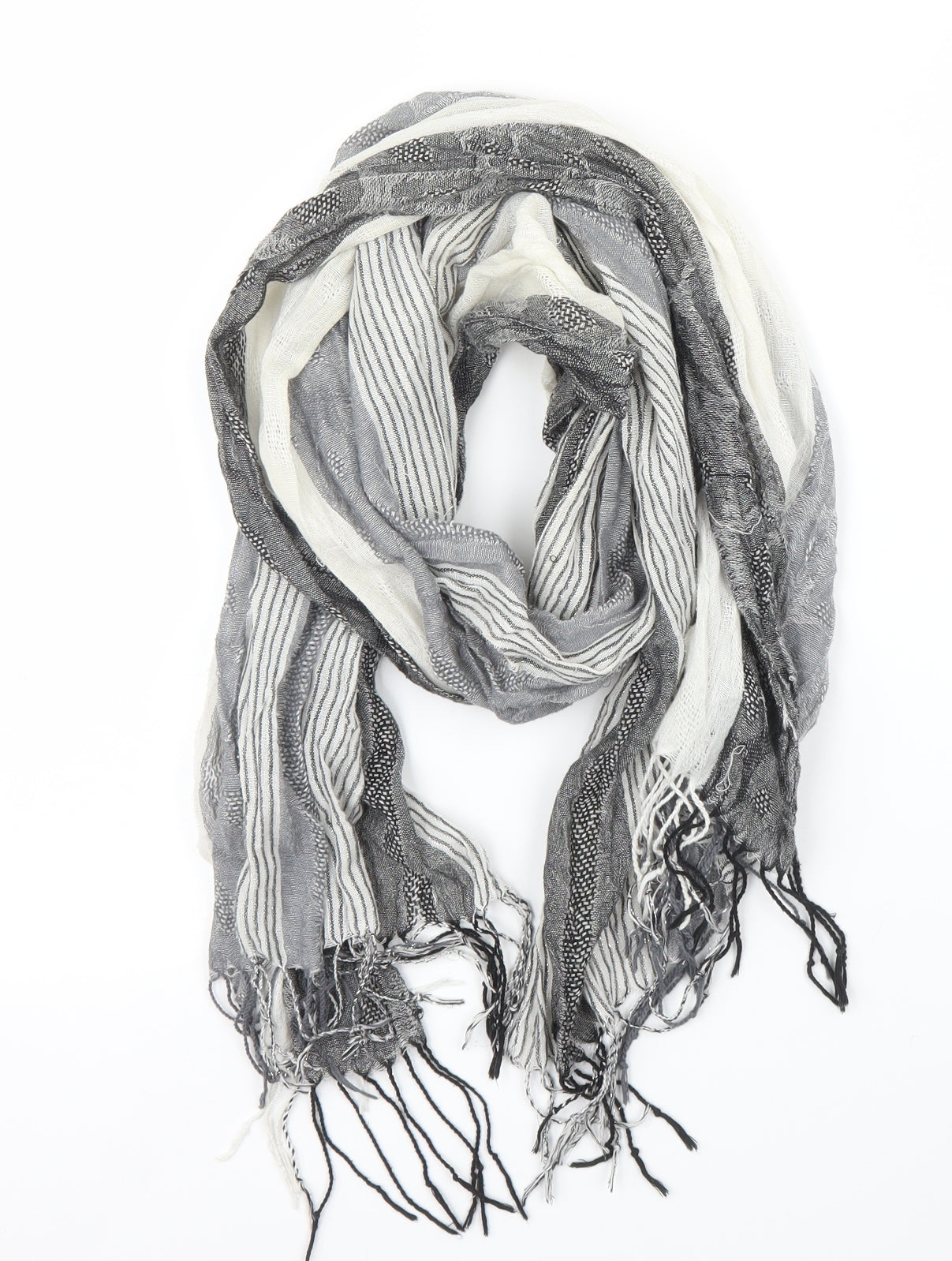 Preworn Unisex Grey Striped   Scarf