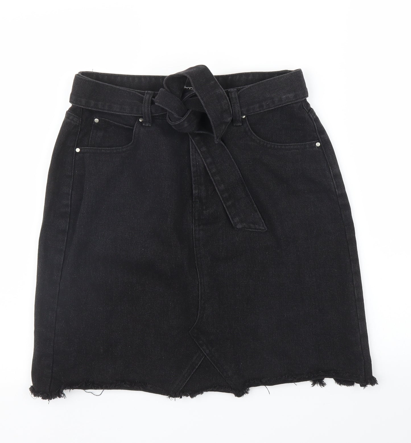 Boohoo Womens Black  Denim A-Line Skirt Size 12