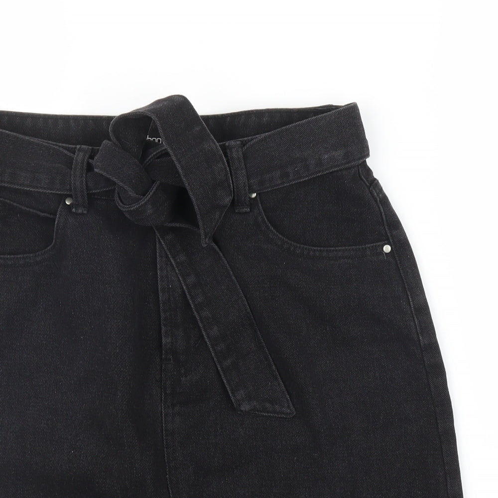 Boohoo Womens Black  Denim A-Line Skirt Size 12