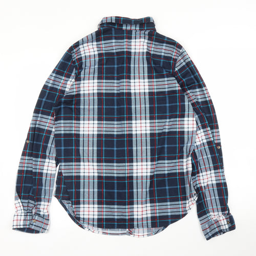 Passport Mens Blue Plaid   Button-Up Size L