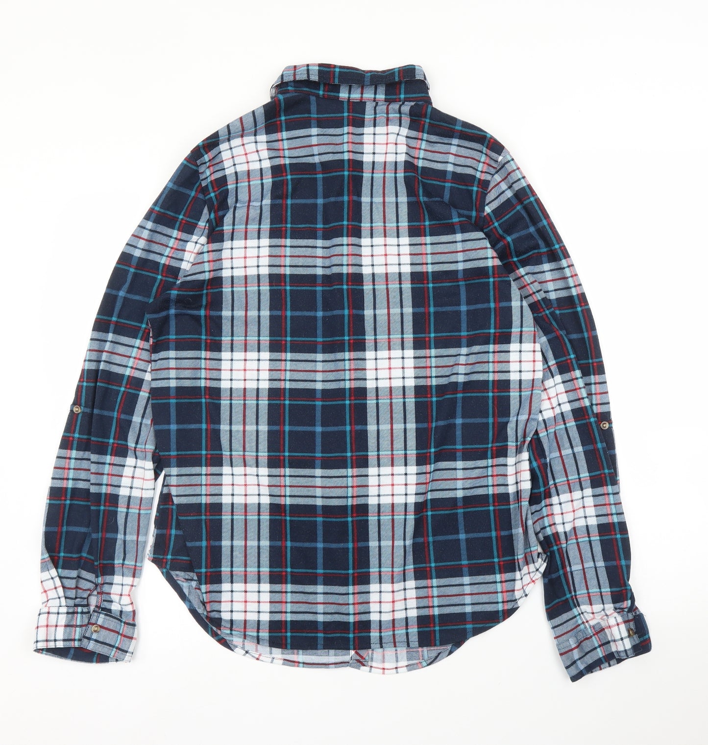 Passport Mens Blue Plaid   Button-Up Size L