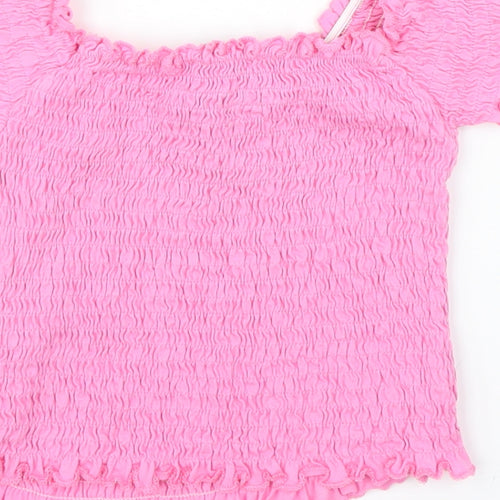 New Look Womens Pink   Cropped Blouse Size 6