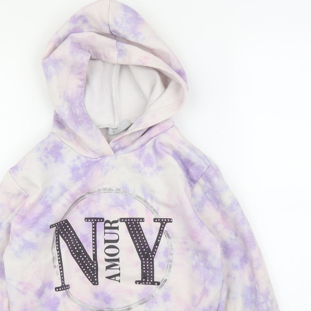 Matalan Girls Purple Camouflage  Pullover Hoodie Size 9 Years