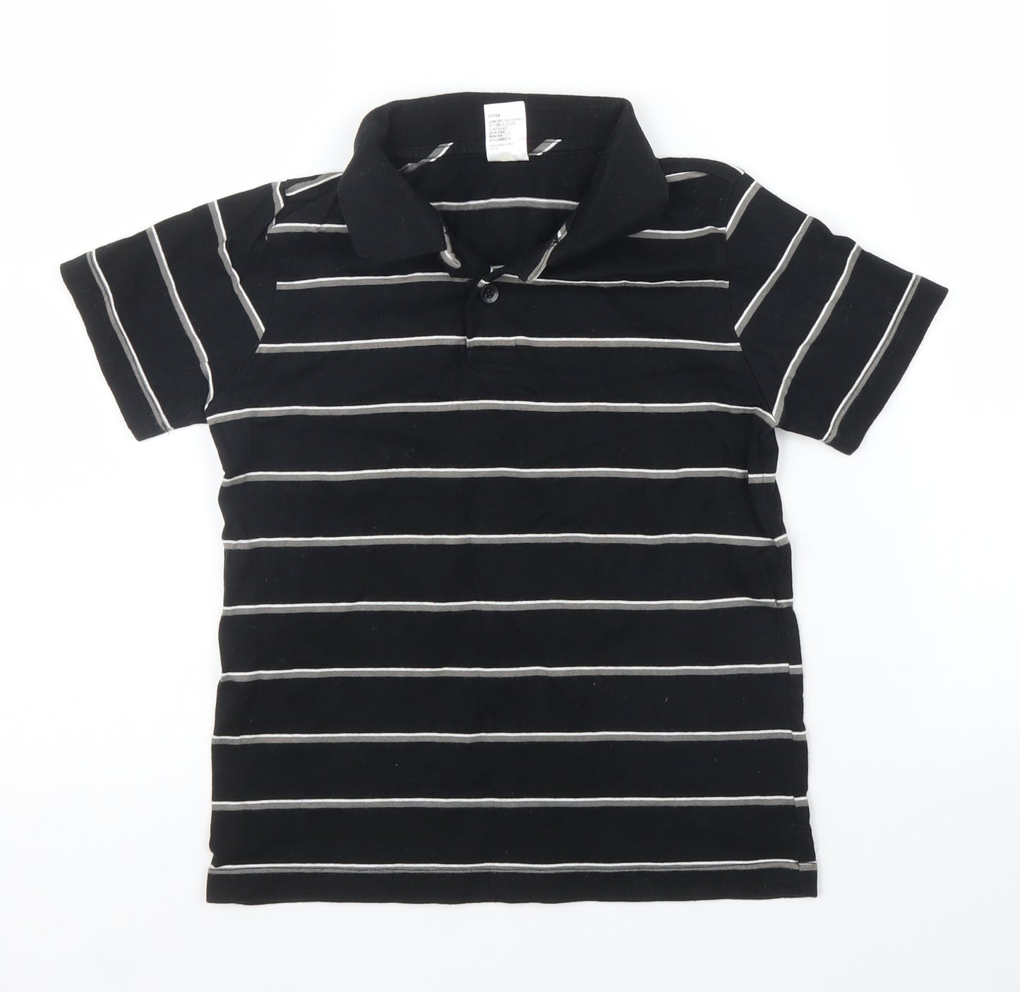 h&t Boys Black Striped  Basic Polo Size 6 Years