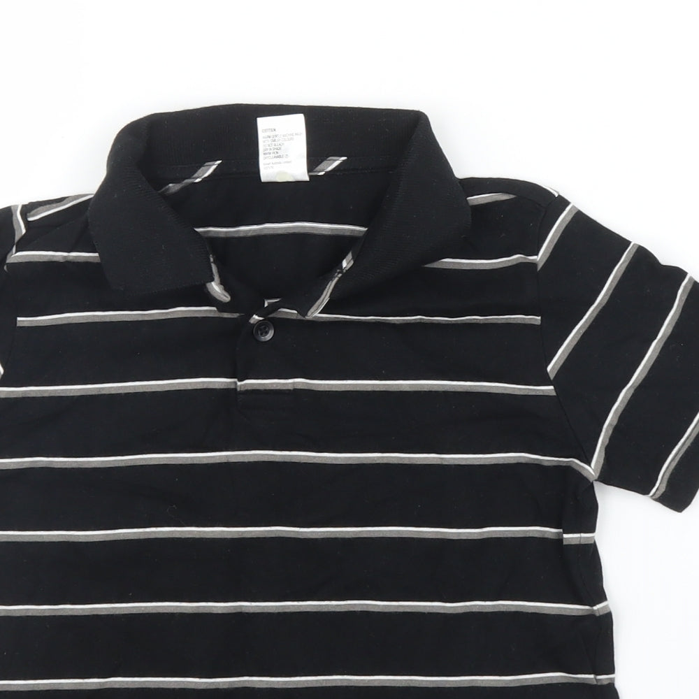 h&t Boys Black Striped  Basic Polo Size 6 Years