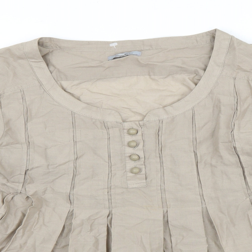 Tex Woman Womens Beige   Basic Blouse Size 14