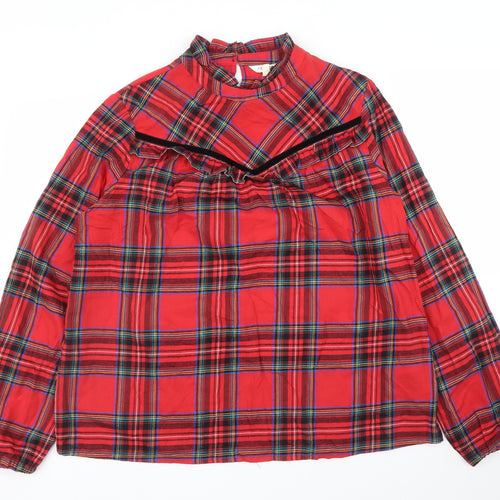 Matalan Womens Red Plaid  Basic Blouse Size 16