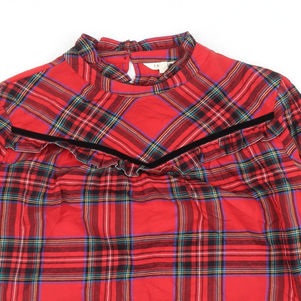 Matalan Womens Red Plaid  Basic Blouse Size 16