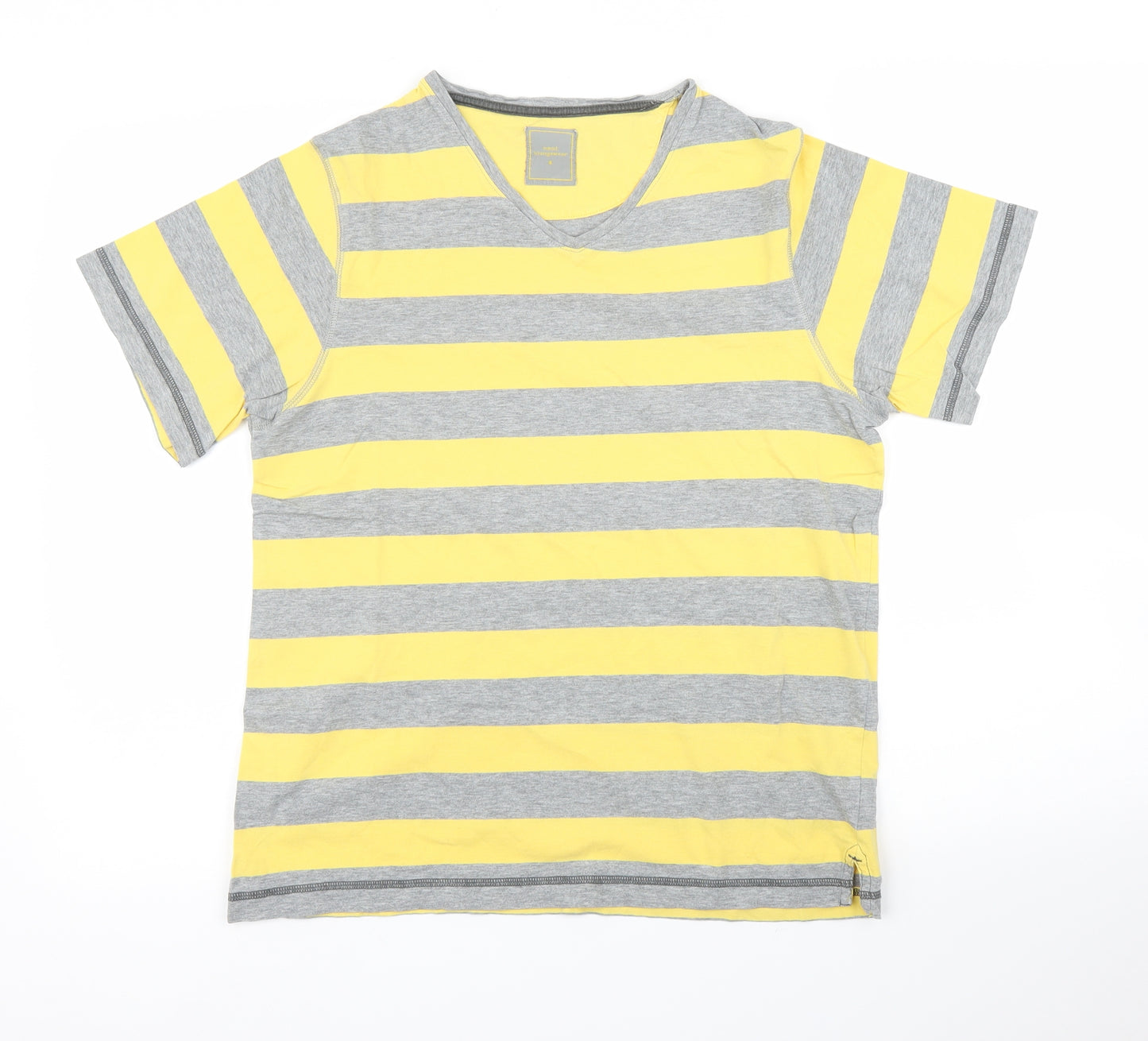 NEXT Mens Yellow Striped   T-Shirt Size S