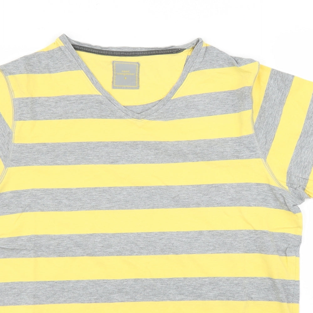 NEXT Mens Yellow Striped   T-Shirt Size S