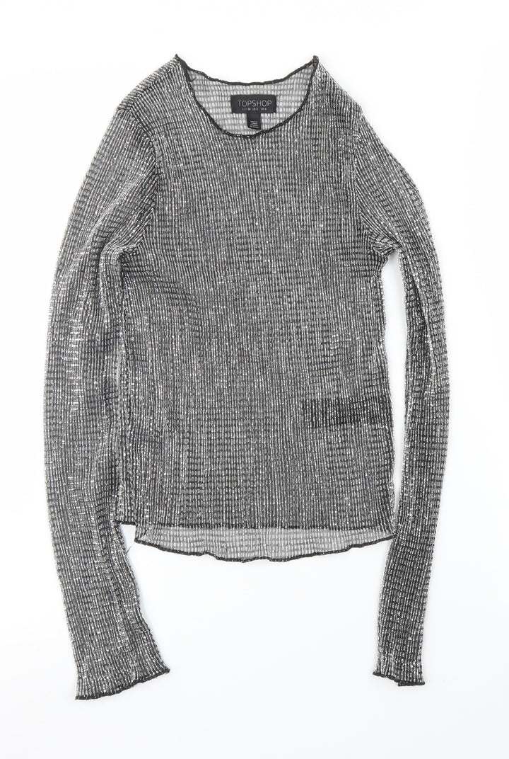 Topshop Womens Silver Basic Blouse Size 6
