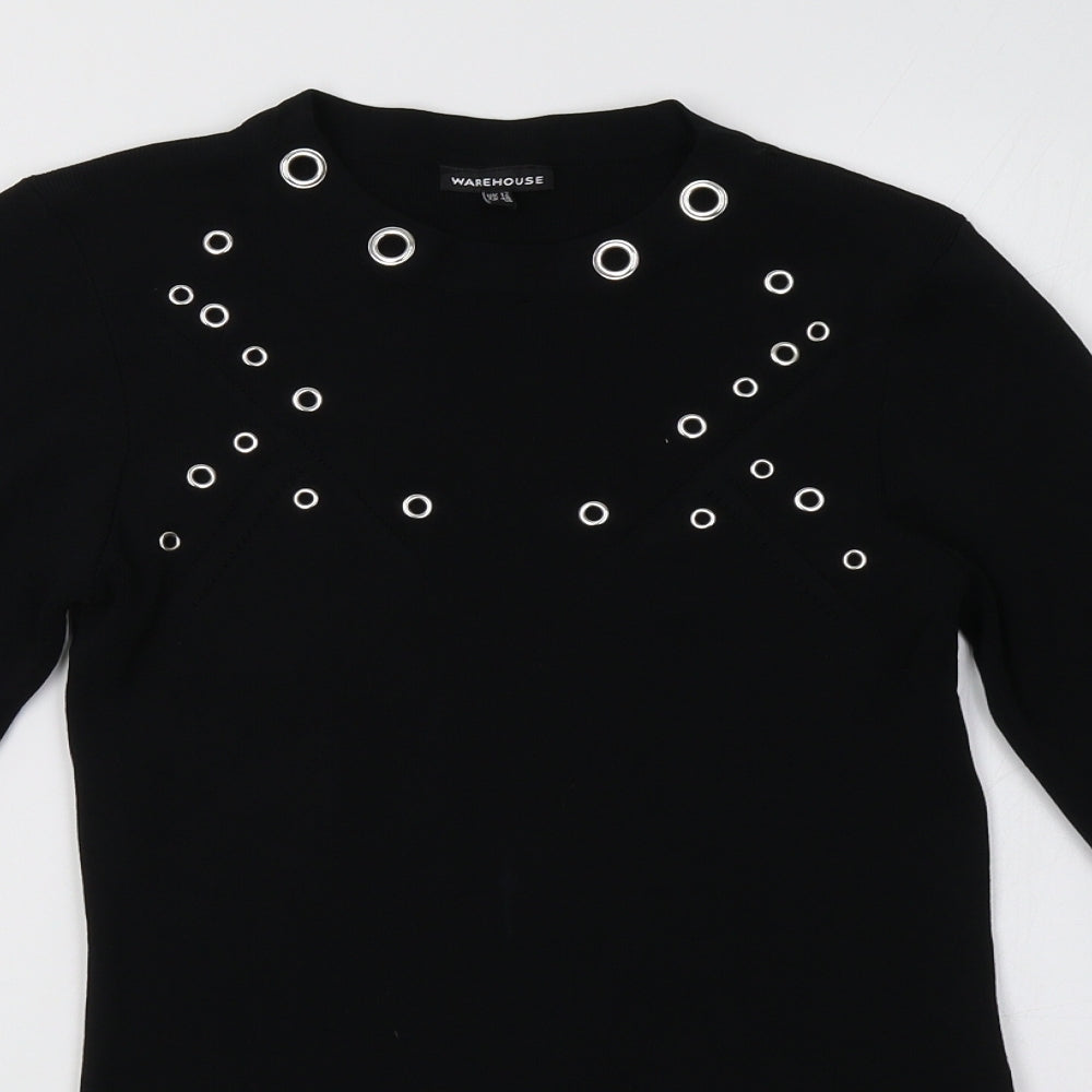 Warehouse Womens Black   Pullover Sweatshirt Size 12