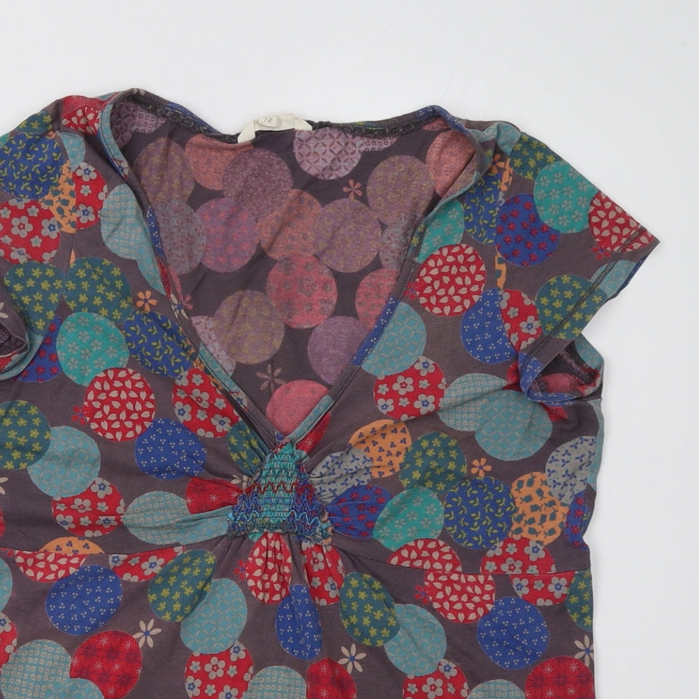 White Stuff Womens Purple Polka Dot  Basic T-Shirt Size 12