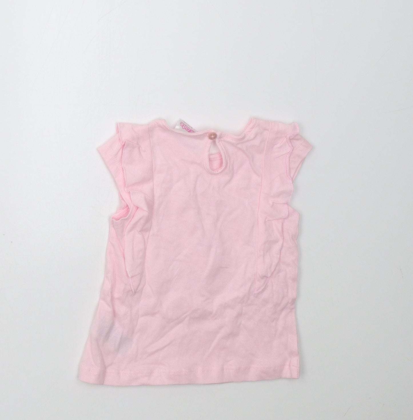Preworn Girls Pink   Basic T-Shirt Size 9-12 Months