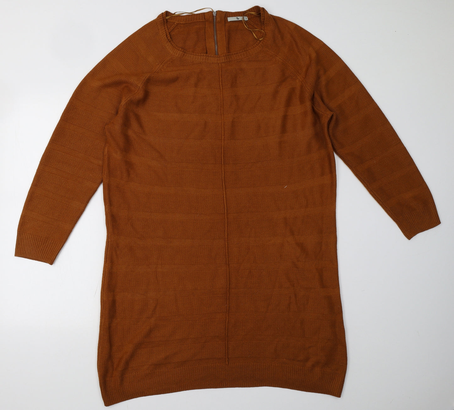 Sainsburys Womens Orange  Knit Jumper Dress  Size 18