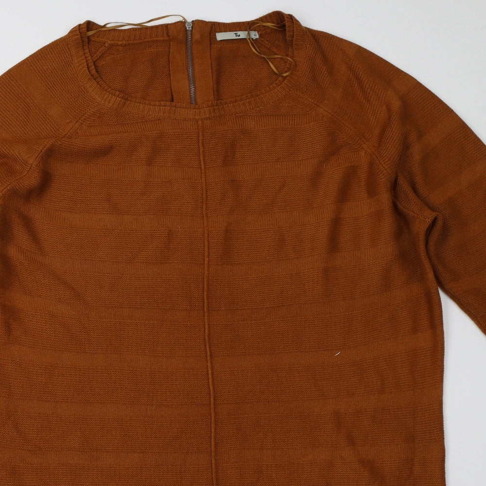 Sainsburys Womens Orange  Knit Jumper Dress  Size 18