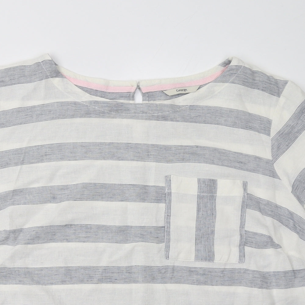 George Womens Grey Striped  Basic T-Shirt Size 20