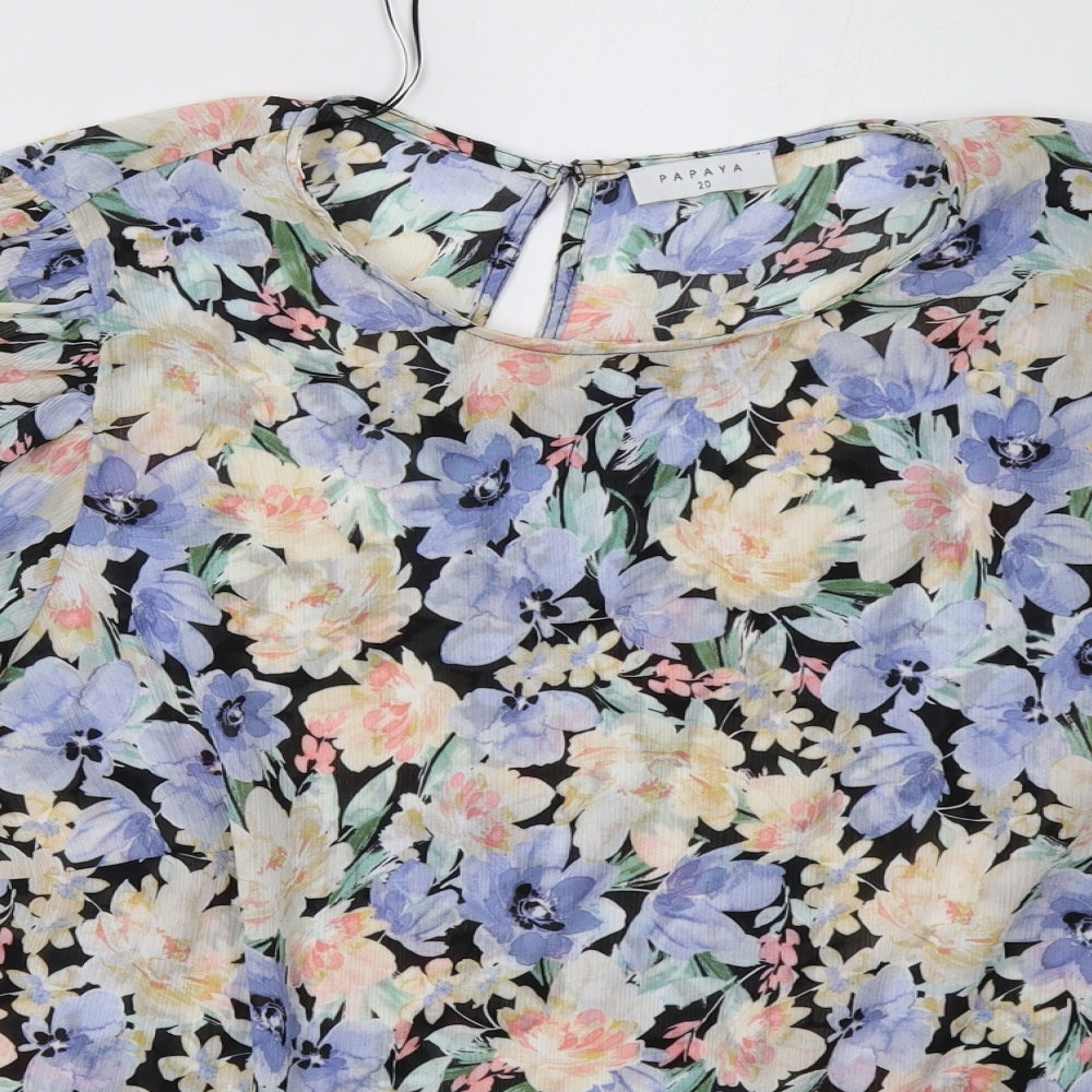 Matalan Womens Blue Floral  Basic Blouse Size 20