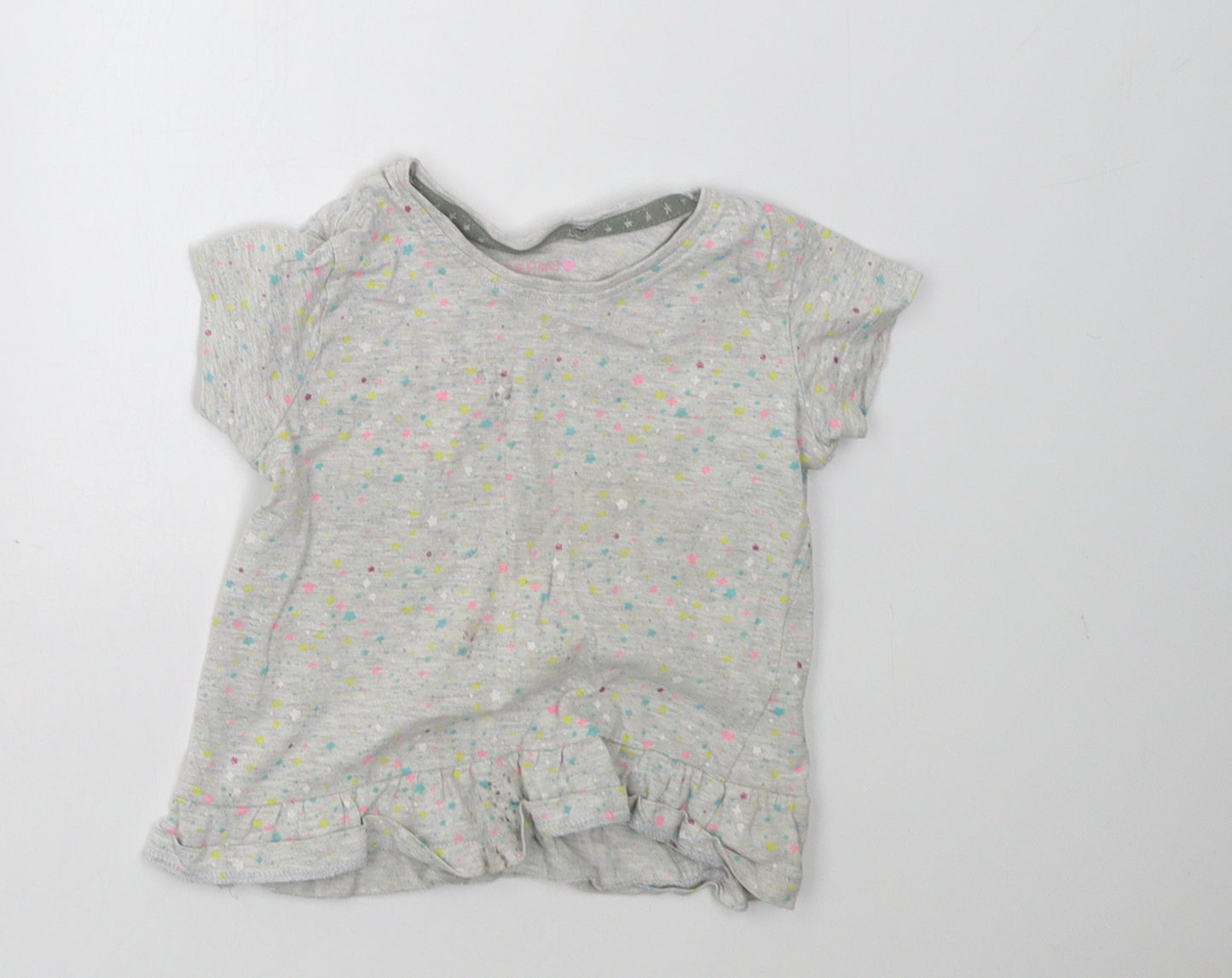 jeff & co Girls Grey Polka Dot  Basic T-Shirt Size 2-3 Years