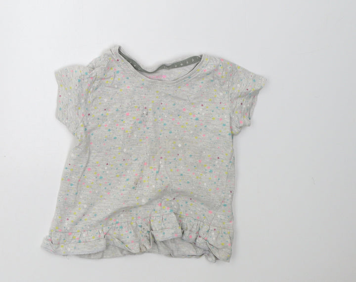 jeff & co Girls Grey Polka Dot  Basic T-Shirt Size 2-3 Years