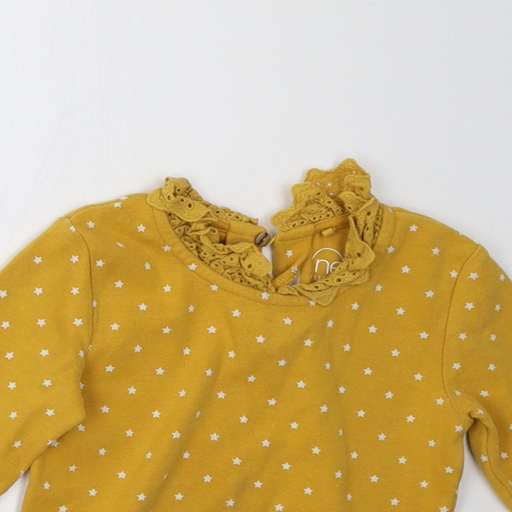 NEXT Girls Yellow Polka Dot  Pullover Sweatshirt Size 2-3 Years