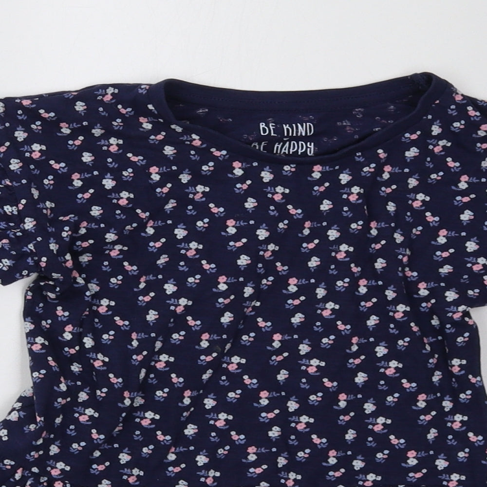 Matalan Girls Blue Floral  A-Line  Size 3-4 Years