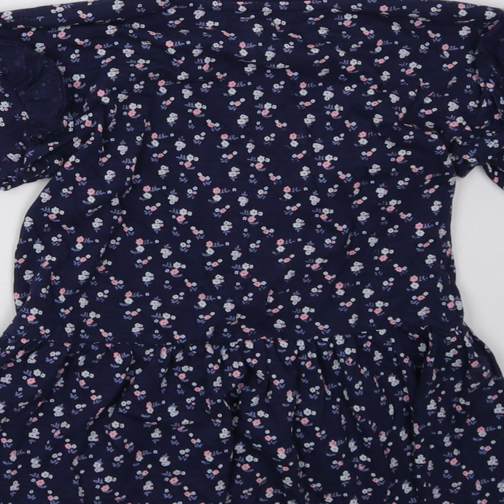 Matalan Girls Blue Floral  A-Line  Size 3-4 Years