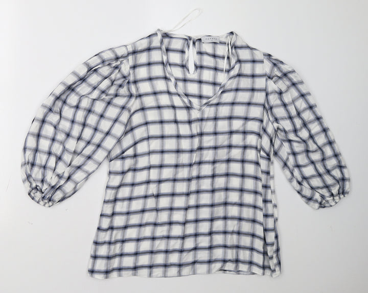 Matalan Womens Blue Check Pullover Sweatshirt Size 12