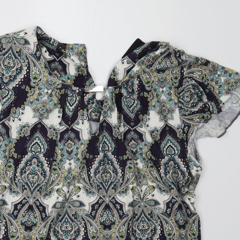 Wallis Womens Purple Geometric  Basic T-Shirt Size 12