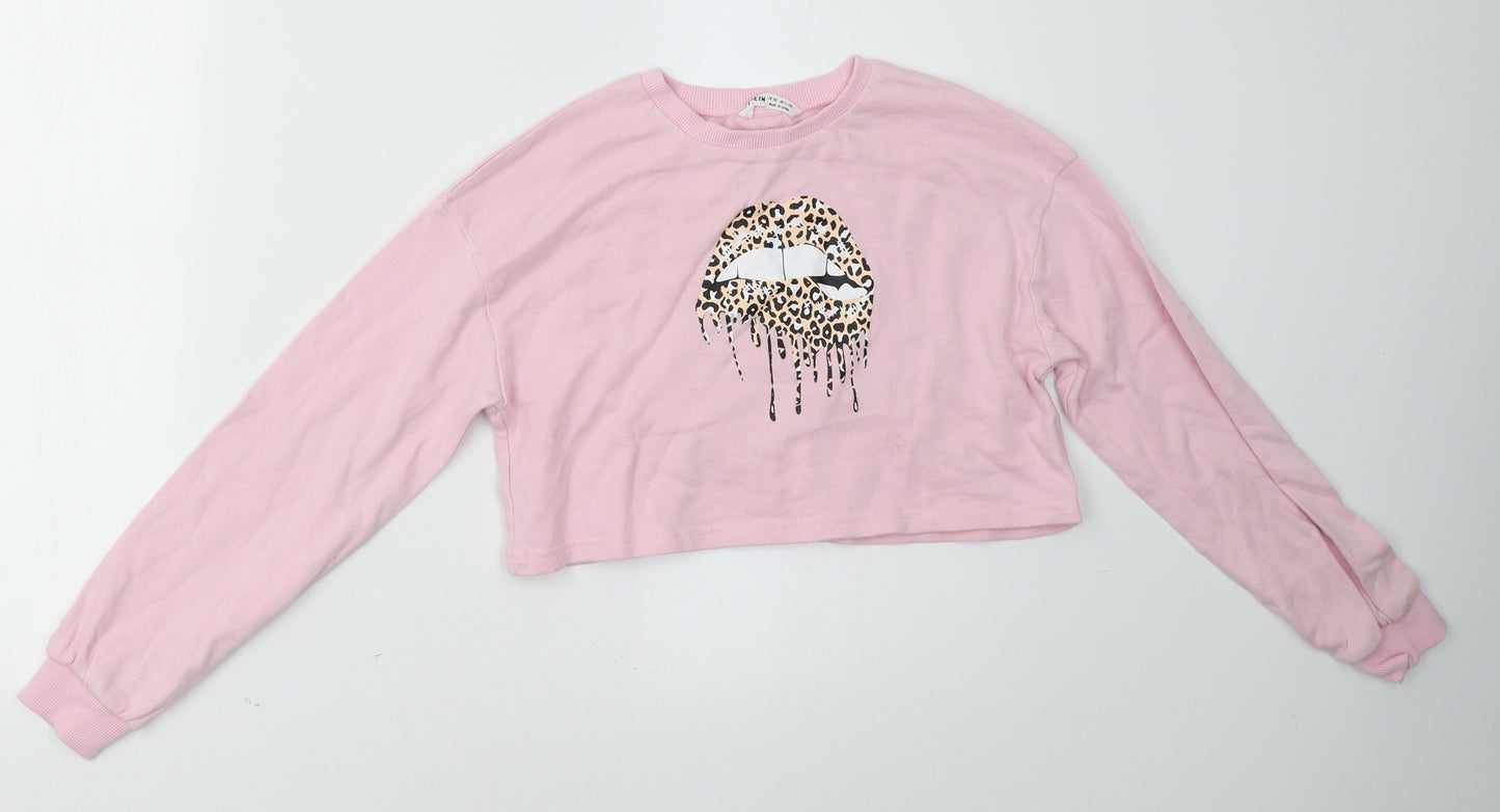 SheIn Girls Pink   Pullover Sweatshirt Size 11-12 Years  - Cropped