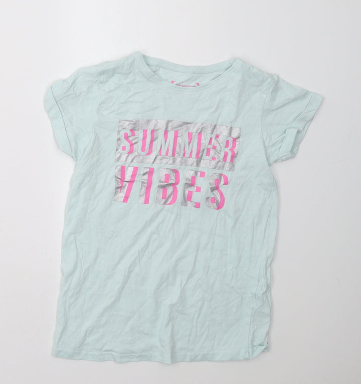 Primark Girls Green Basic T-Shirt Size 10-11 Years