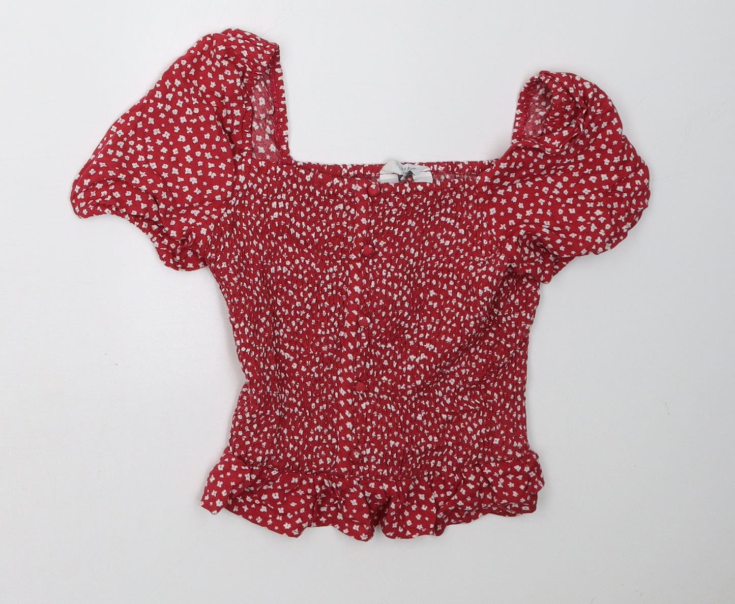 Primark Girls Red Polka Dot  Basic T-Shirt Size 11-12 Years