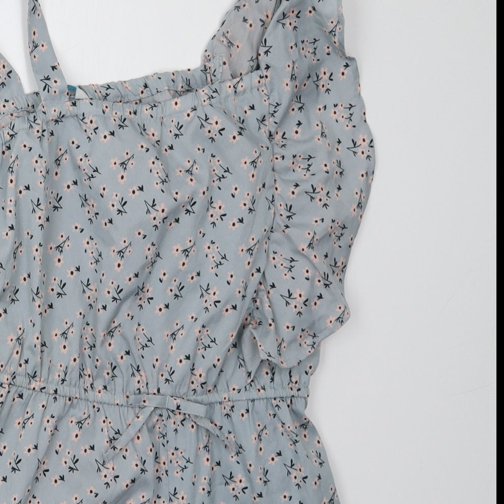 Primark Girls Blue Floral  Playsuit One-Piece Size 12 Years