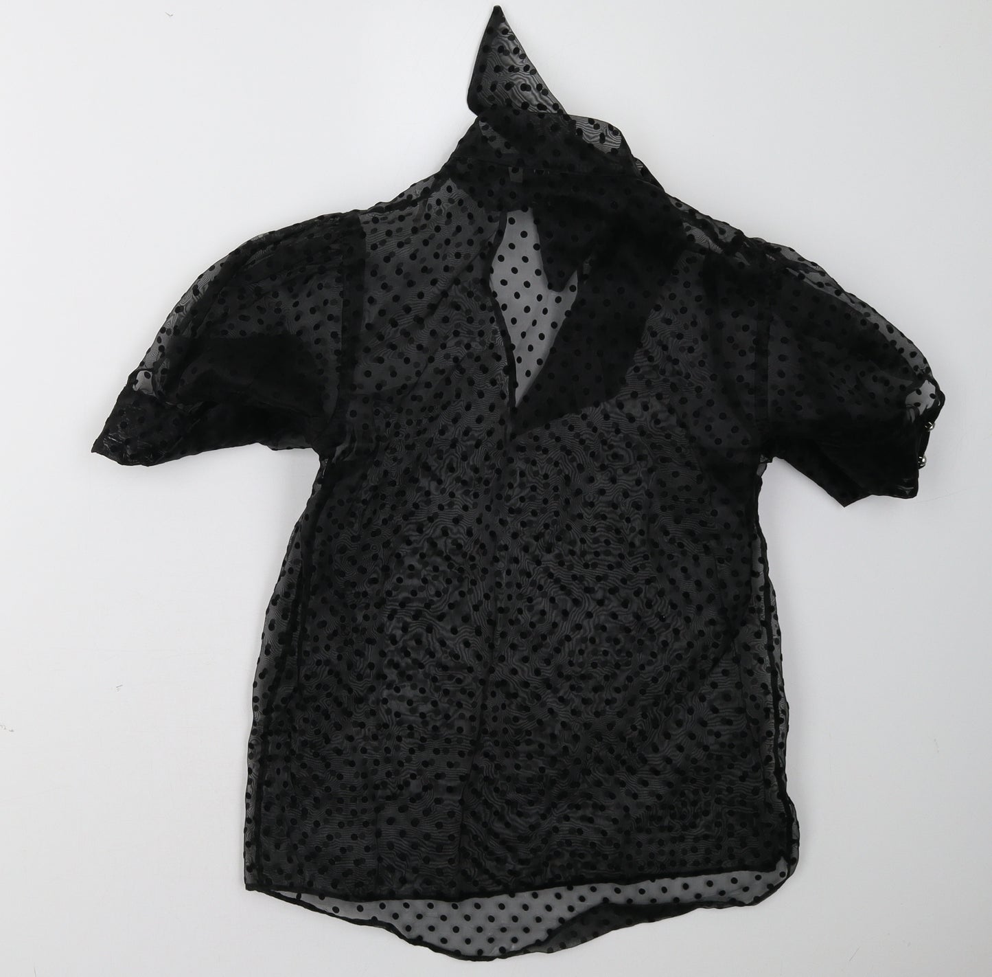 River Island Womens Black Polka Dot Mesh Basic Blouse Size 8