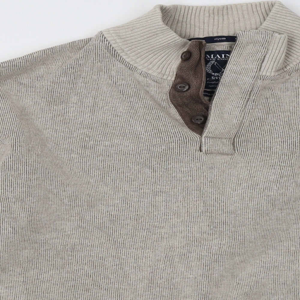 Maine Mens Beige   Pullover Sweatshirt Size L