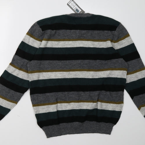 Marks and Spencer Mens Grey Striped  Pullover Sweatshirt Size L