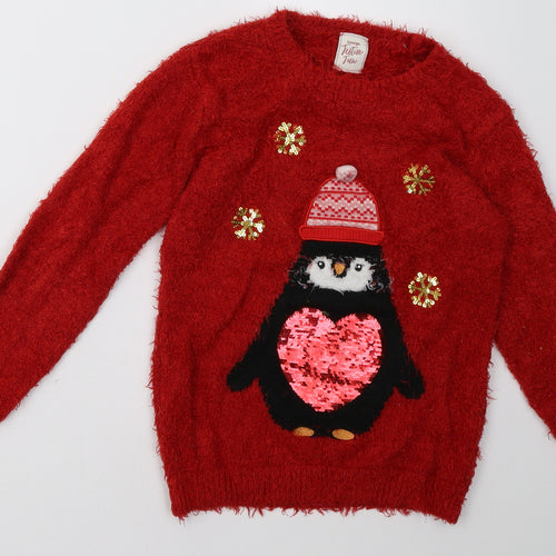 George Girls Red   Pullover Sweatshirt Size 10-11 Years  - christmas