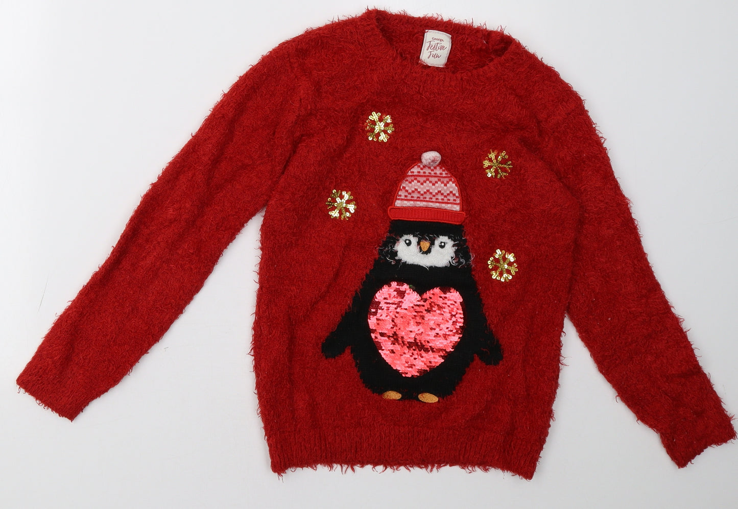 George Girls Red   Pullover Sweatshirt Size 10-11 Years  - christmas