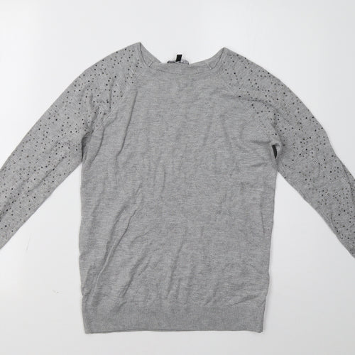 Warehouse Womens Grey   Pullover Sweatshirt Size 10