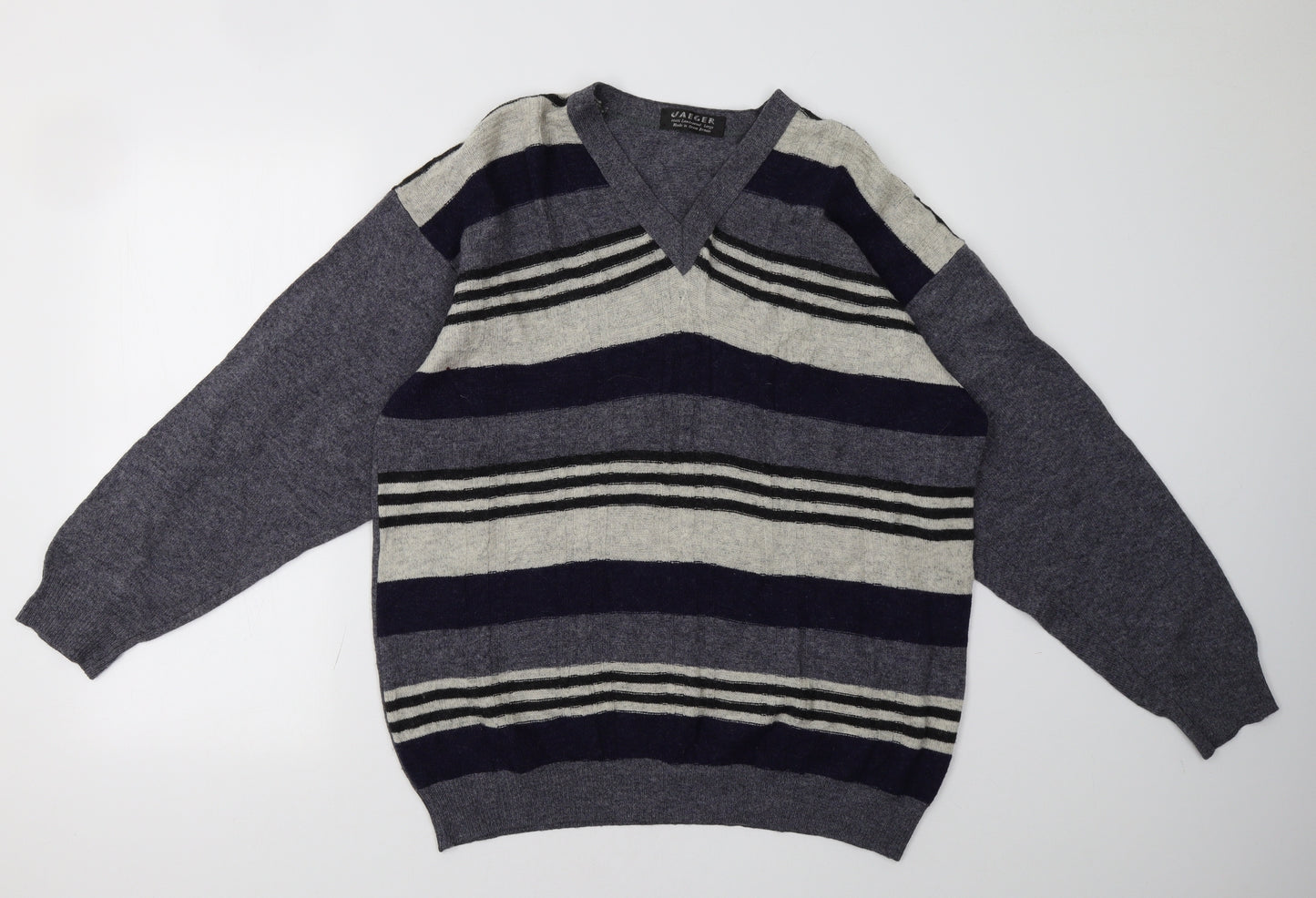 Jaeger Mens Green Striped  Pullover Sweatshirt Size L