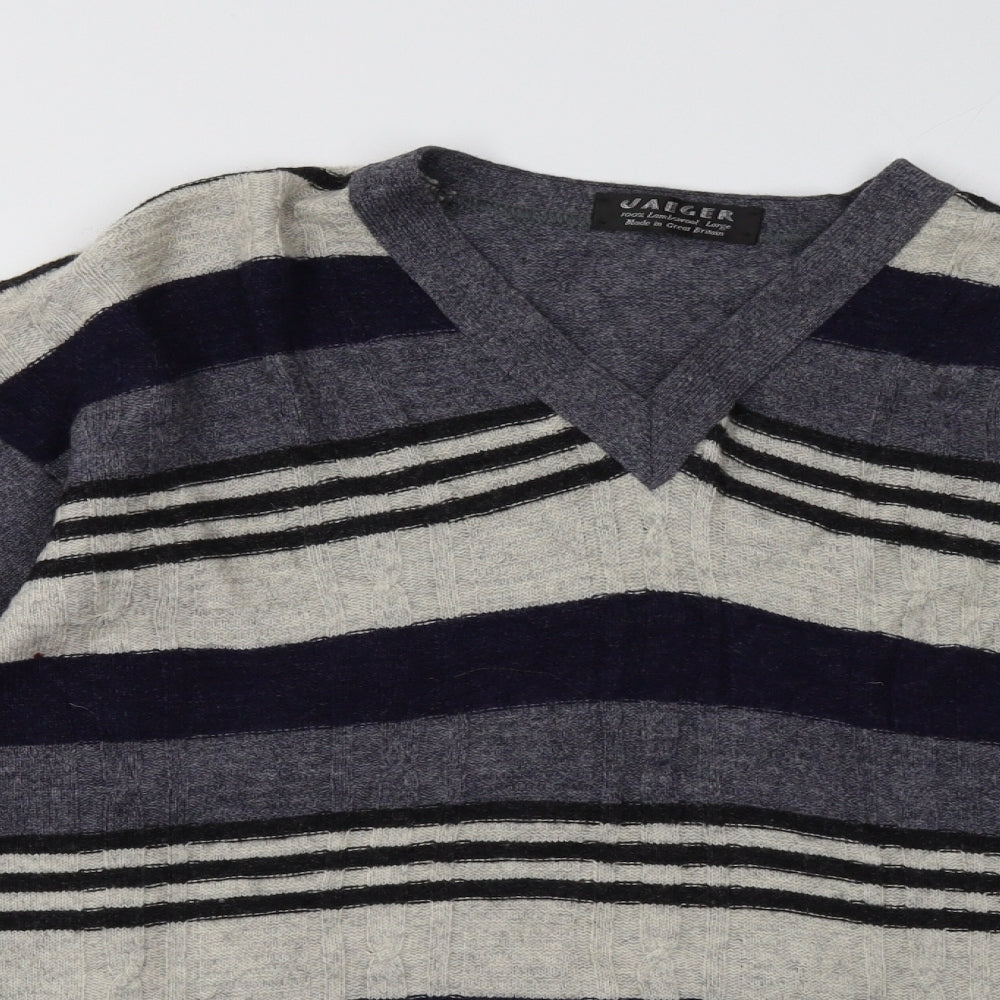 Jaeger Mens Green Striped  Pullover Sweatshirt Size L