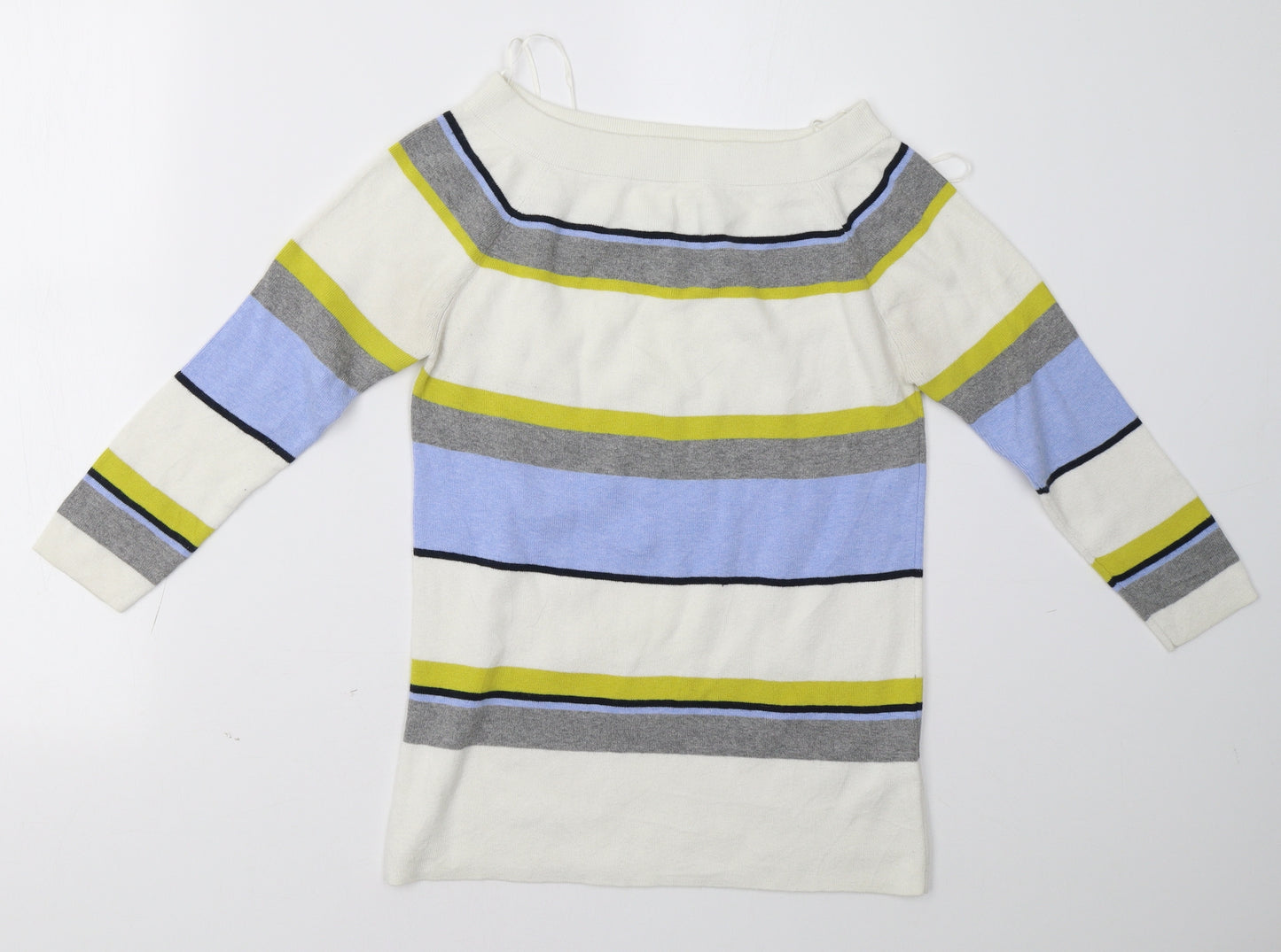 Sainsburys Womens White Striped  Pullover Sweatshirt Size 14