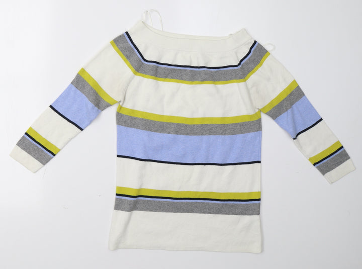 Sainsburys Womens White Striped  Pullover Sweatshirt Size 14