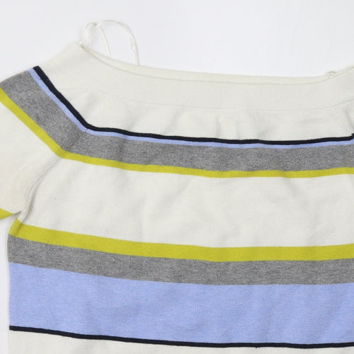 Sainsburys Womens White Striped  Pullover Sweatshirt Size 14