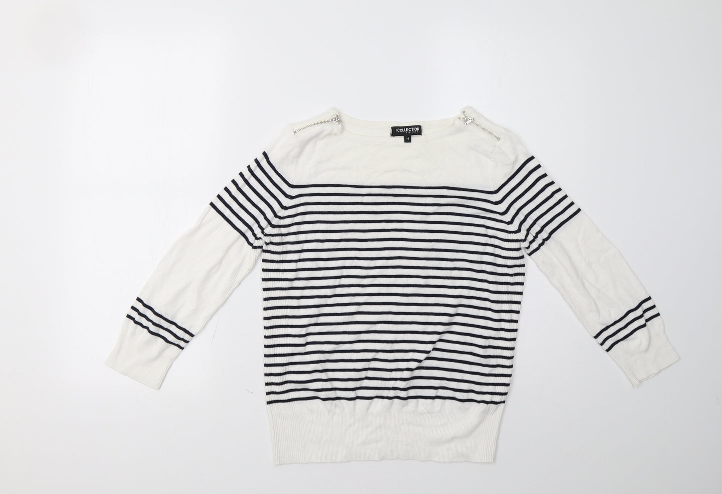 Debenhams Womens Blue Striped  Pullover Sweatshirt Size 14