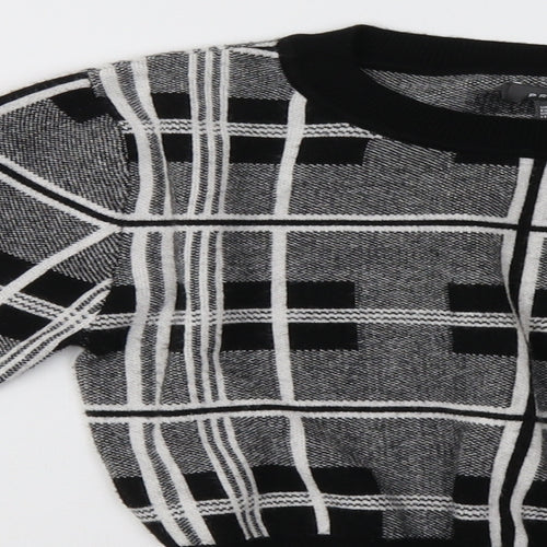 Primark Womens Grey Check  Pullover Sweatshirt Size 8  - cropped