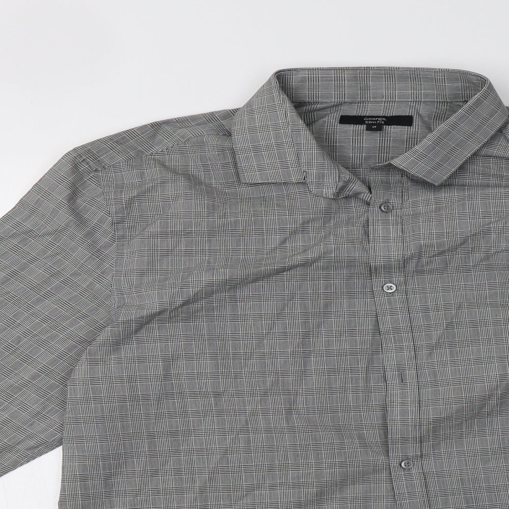 George Mens Grey Check   Polo Size 17