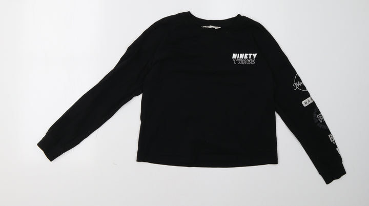 H&M Girls Black Pullover Sweatshirt Size 12 Years
